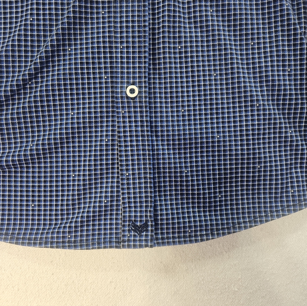 Buttercloth XL Button Down Shirt Blue Micro-Check - Picture 2 of 8